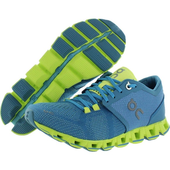 On Running Shoes On Cloud X Niagara Blue Lime Green Womens Running